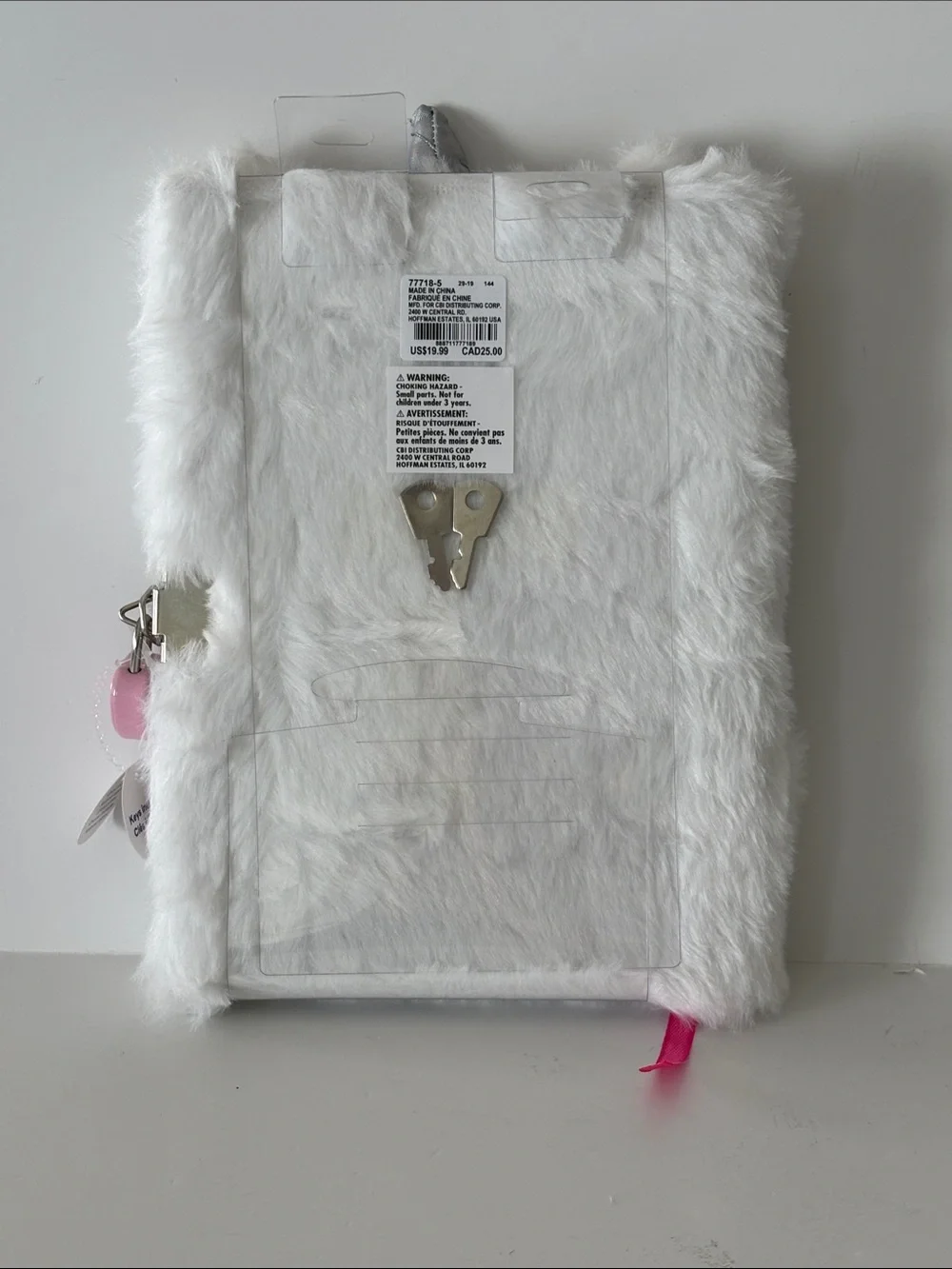 Claire's Fuzzy White Unicorn Journal with Lock and Key
